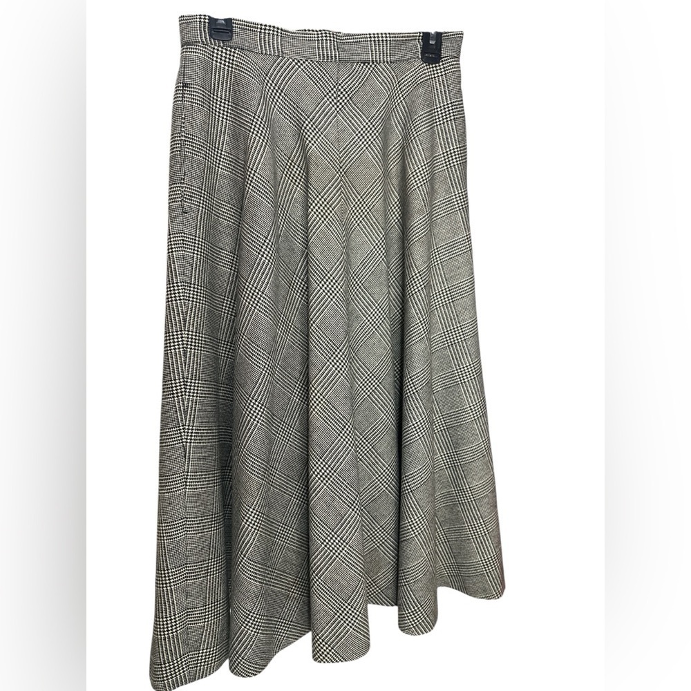 Evan Picone Asymmetrical Black and White Plaid Skirt